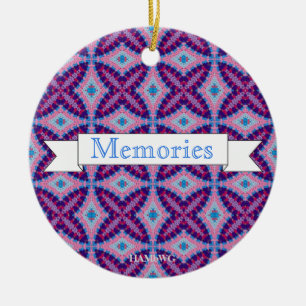 HAMbWG - 1970's Purple, Pink, Blue Macrame Ceramic Ornament