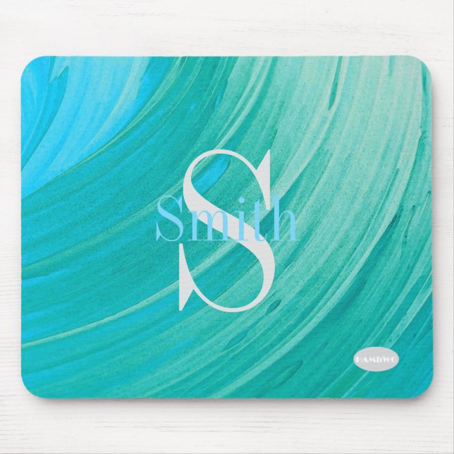HAMbWG - Aqua Swirl Monogram Mouse Pad (Front)