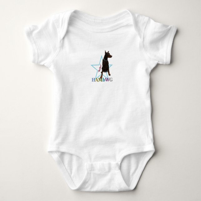 HAMbWG Baby Boy T w Hambwg Pet Doberman "Bailey" Bodysuit (Front)