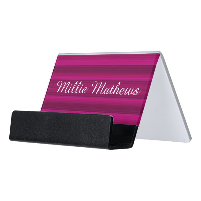 HAMbWG - Business Cardholder - Pink Ruby Desk Business Card Holder (Angled Front)