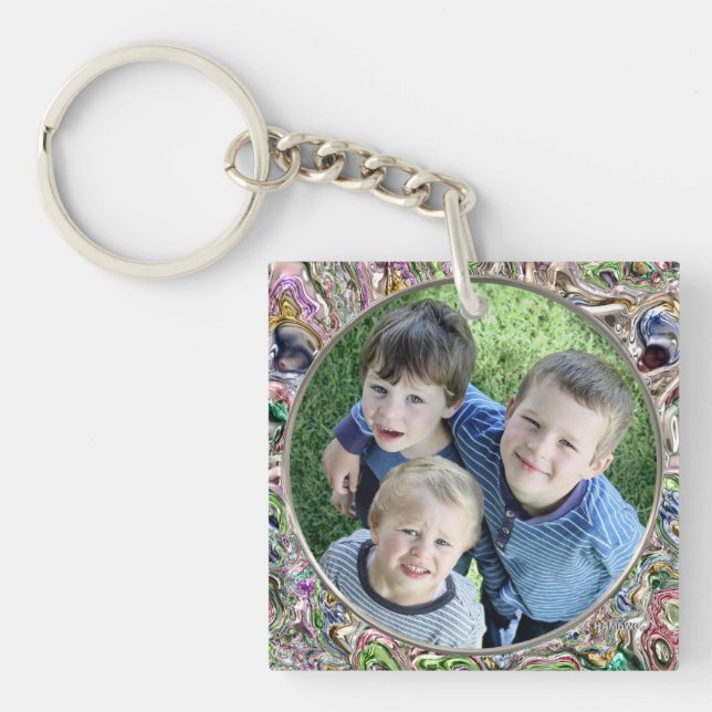 HAMbWG Colorful Frame Square Acrylic Photo Keychain (Front)