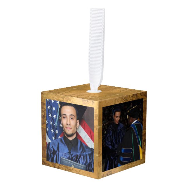 HAMbWG - Cube Photo Ornament - Up to 5 Photos (Front Angled)