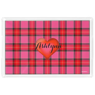 HAMbWG Custom Acrylic Tray  - Pink/Red Plaid