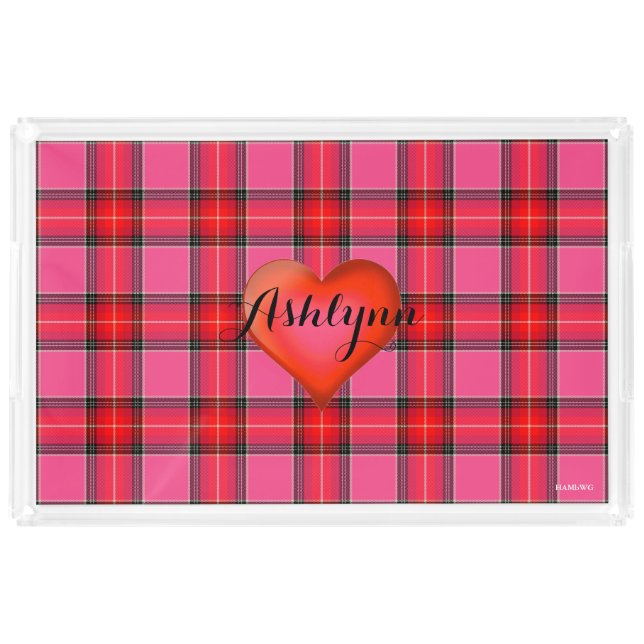 HAMbWG Custom Acrylic Tray  - Pink/Red Plaid (Front)