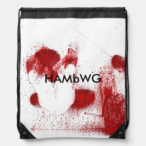 HAMbWG Drawstring Backpack _Red Skateboarder Image