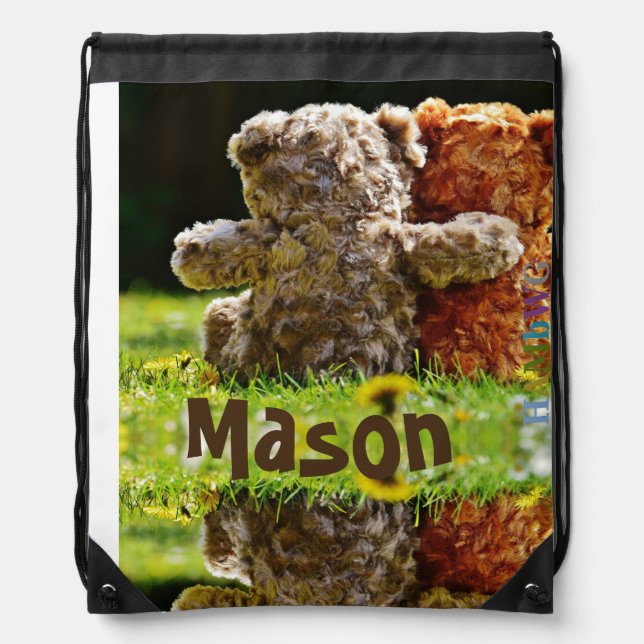 HAMbWG  Drawstring Bag -  Teddy Bear Friends (Front)