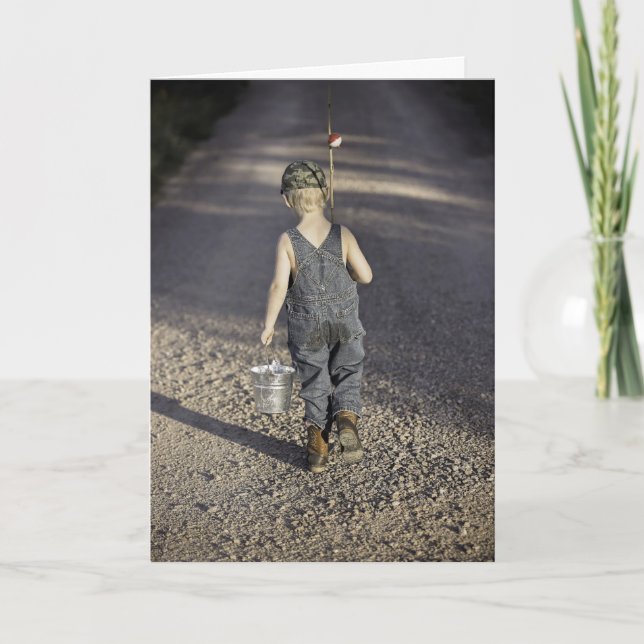 HAMbWG - Greeting Card - Kid Going Fishing (Front)