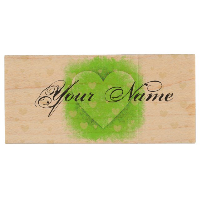 HAMbWG - heart w name - USB Wooden Flash Drive (Front)