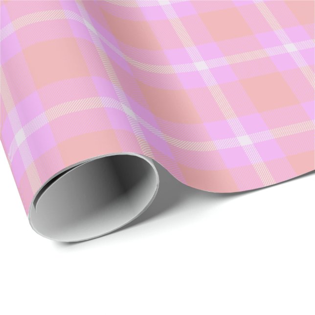 HAMbWG Matte Wrapping Paper - Pink/Peach Tartan (Roll Corner)