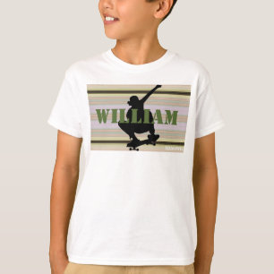 HAMbWG - Okra Stripe with Skateboarder T-Shirt