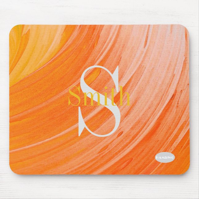 HAMbWG - Orange Swirl Monogram Mouse Pad (Front)