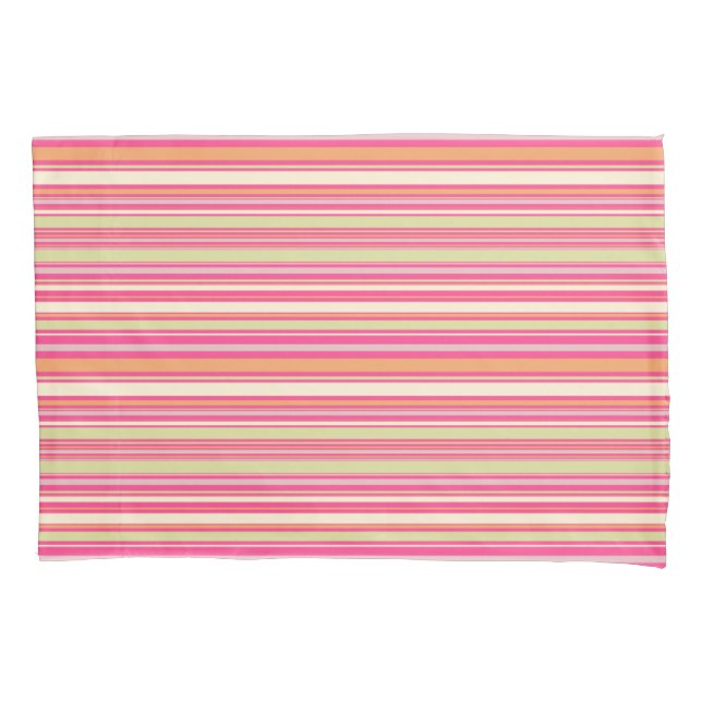 HAMbWG - Pair of Pillowcases - Pink Bar Stripe (Front-Left)