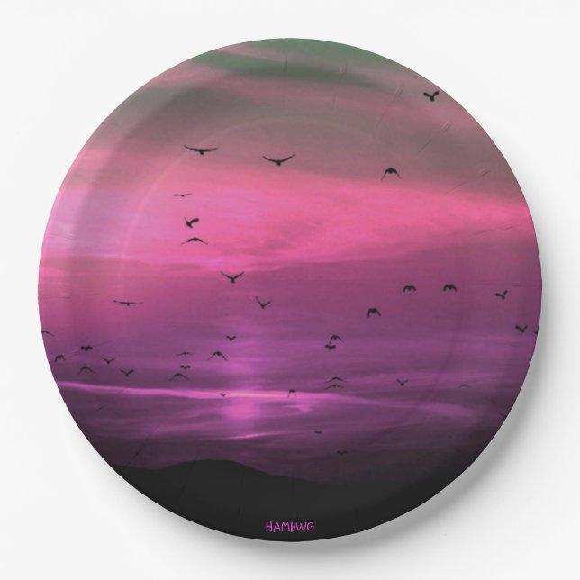 HAMbWG - Paper Plate - Pink Halloween Sunset (Front)