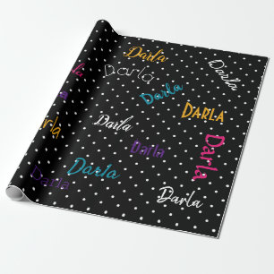 HAMbWG Personalized Polka Dot Black Wrapping Paper