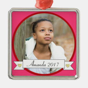 HAMbWG - Pink and Red Border with banner Metal Ornament
