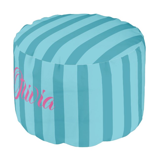 HAMbWG Pouf Chair -  Aqua Stripes (Angled Front)