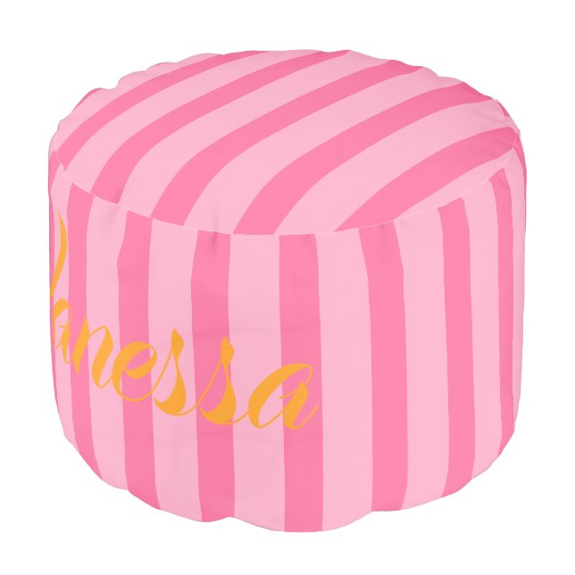HAMbWG Pouf Chair - Peachy Pink Stripes (Angled Front)