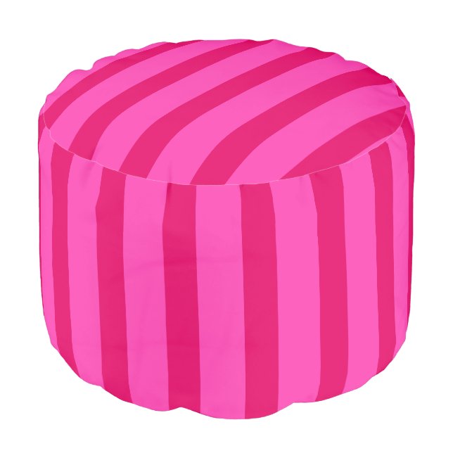 HAMbWG Pouf Chair -  Pink & Red Stripes (Angled Front)