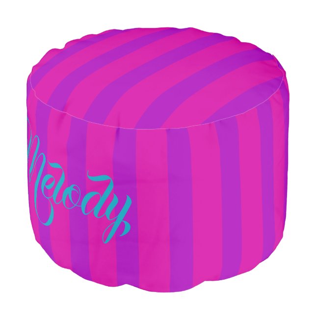 HAMbWG Pouf Chair -  Rose & Purple Stripes (Angled Front)