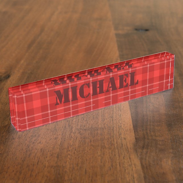 HAMbWG - Red Tartan Name Plate (Side)