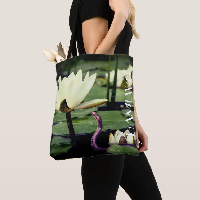 HAMbWG - Tote Bags - Lotus with Snake (Close Up)