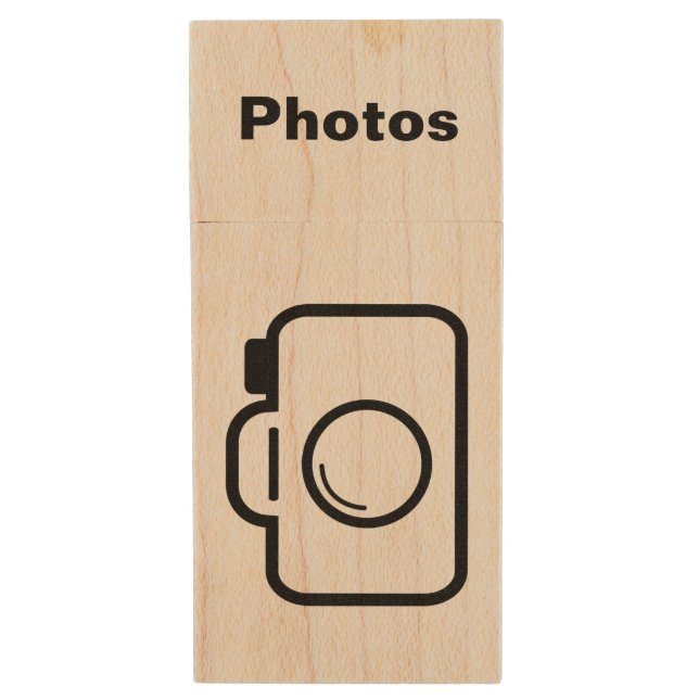 HAMbWG - USB Flash - Camera Graphic Wood Flash Drive (Front Vertical)