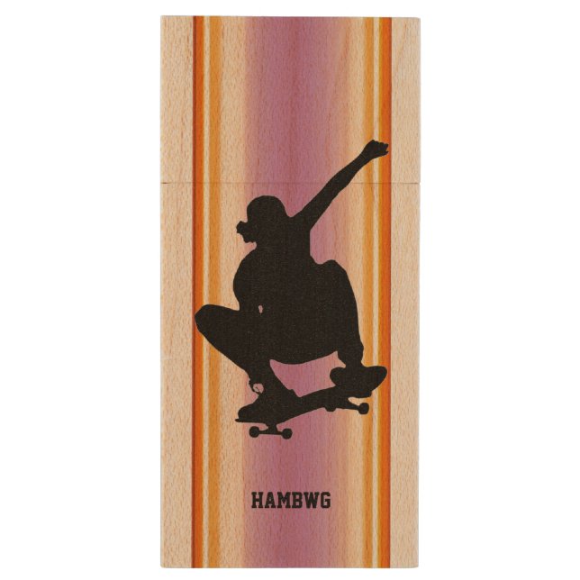 HAMbWG - USB Flash Drive - Skateboarding (Back (Vertical))