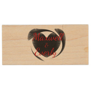 HAMbWG - USB Flash Storage Device - Black Heart Wood USB Flash Drive