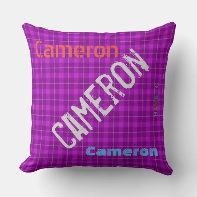HAMbWG Vanity Pillow - Add name - Violet Plaid (Front)