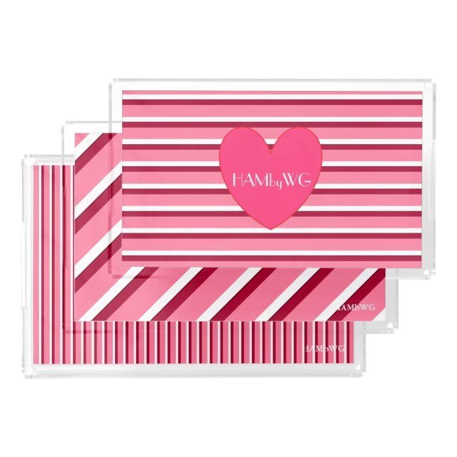 HAMbyW- Vanity Trays - Cherry Stripes Serving Tray (Set)