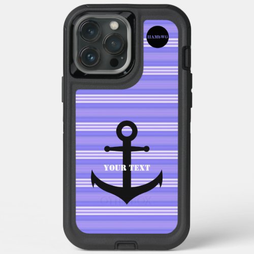 HAMbyWG  _  Anchor and Purple and White Stripes iPhone 13 Pro Max Case