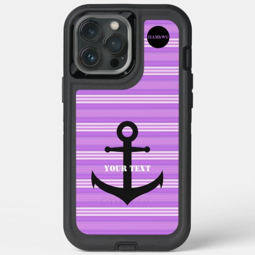 HAMbyWG  _  Anchor and Violet and White Stripes iPhone 13 Pro Max Case