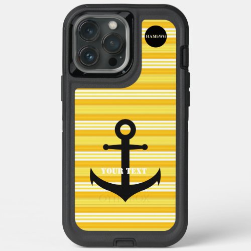 HAMbyWG  _  Anchor and  Yellow and White Stripes iPhone 13 Pro Max Case