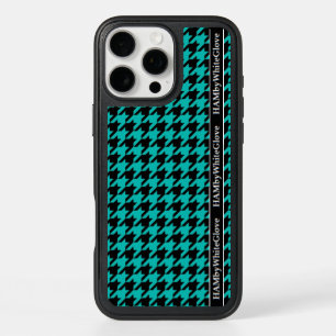 HAMbyWG - Black and Aqua Houndstooth in Any Color iPhone 16 Pro Max Case