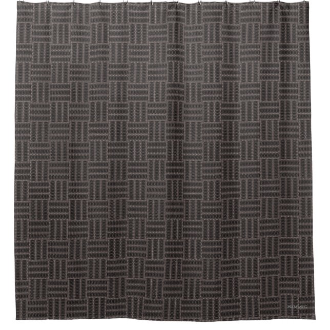 HAMbyWG - Black & Gray Woven Look Pattern Shower Curtain (Front)