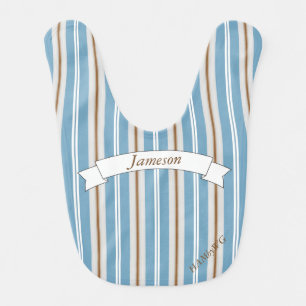 HAMbyWG Boys Blue Stripe Baby Bib