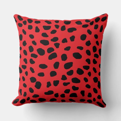HAMbyWG Bright Red  Black Leopard Print Throw Pillow