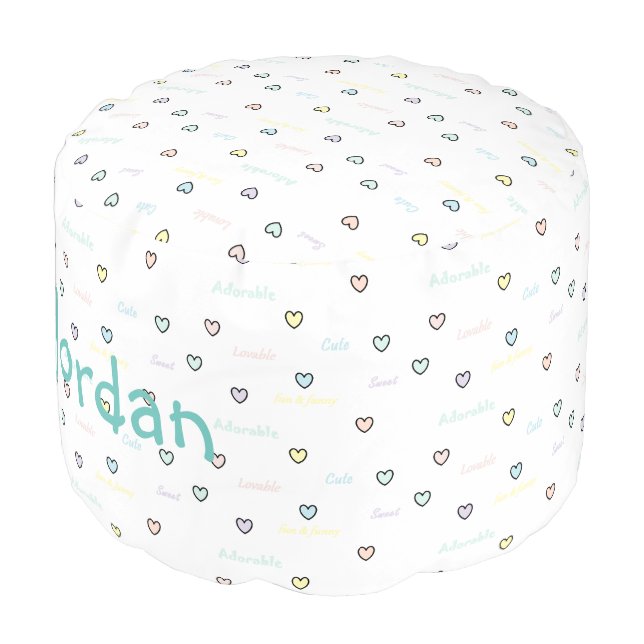 HAMbyWG - Cotton Pouf Chair - Baby hearts (Angled Front)