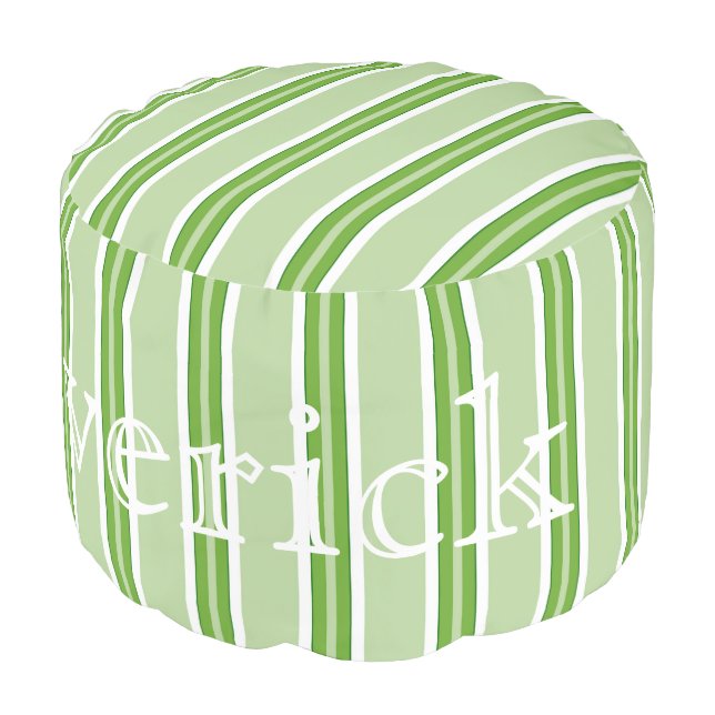 HAMbyWG - Cotton Round Pouf Chair - Apple Stripes (Angled Front)