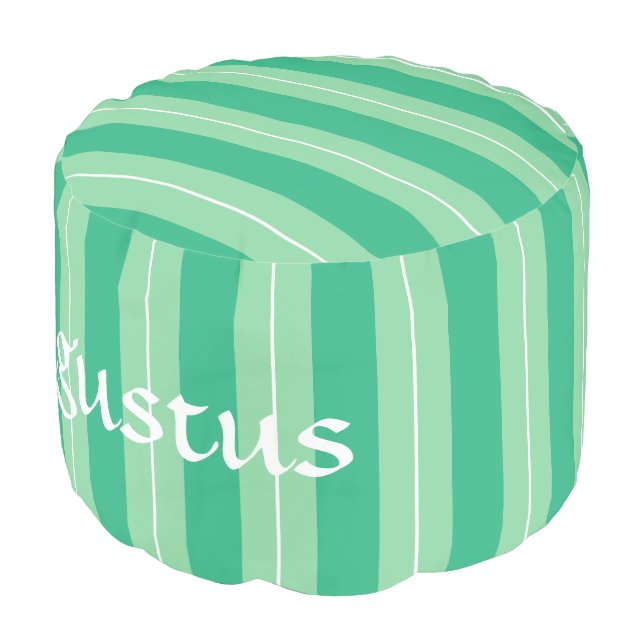HAMbyWG - Cotton Round Pouf Chair - Green Stripes (Angled Front)