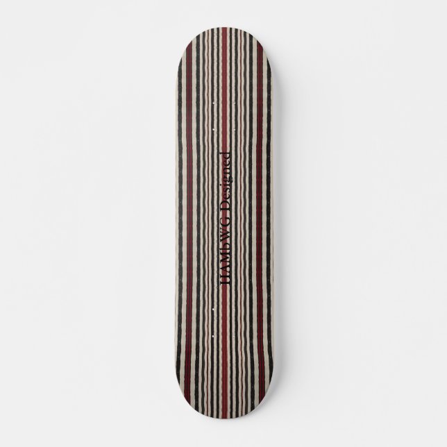 HAMbyWG Design- Skateboard - Black Red Bone Stripe Deck (Front)