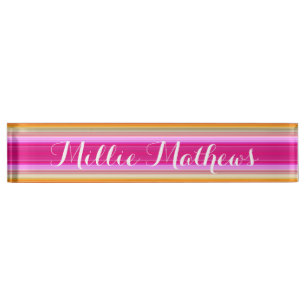 HAMbyWG - Desk Name Plate - Pink & Orange Gradient