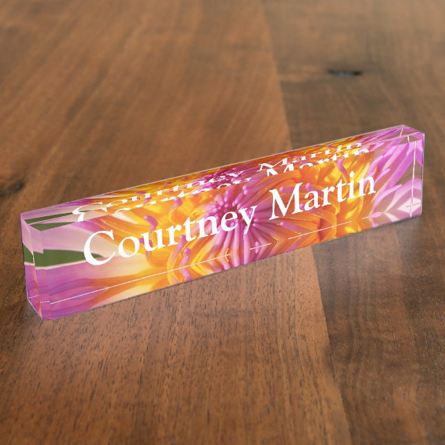 HAMbyWG - Desk Name Plate - Pink & Yellow Flower (Side)