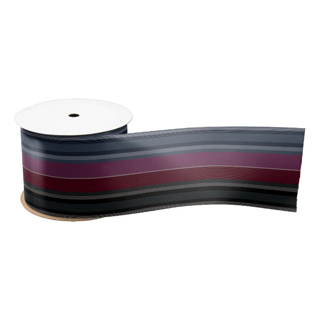 HAMbyWG - Gift Ribbon - Maroon w Grays, Blues, Blk (Spool)