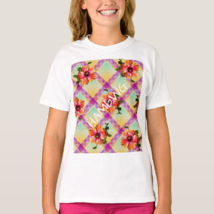 HAMbyWG Hawaiin Hibiscus Aloha Plaid Flower T-Shirt