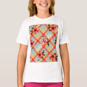 HAMbyWG  Hawaiin Hibiscus Aloha Plaid Flower T-Shirt