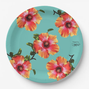 HAMbyWG Hibiscus Design with Any Color Paper Plates