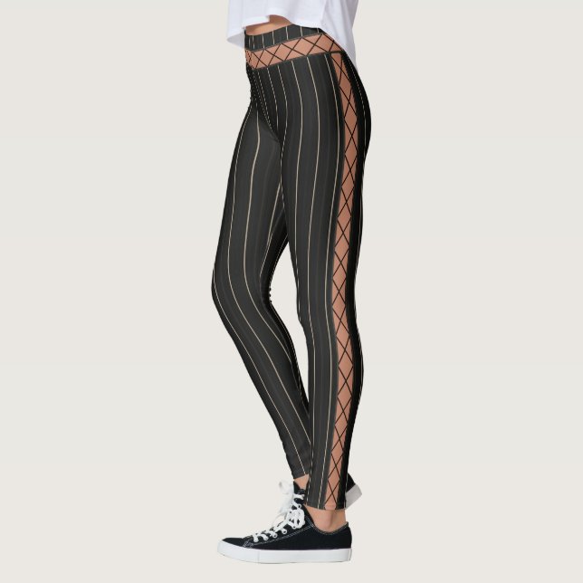 HAMbyWG - Leggings - Black Pinstrip - Cut Out Look (Left)