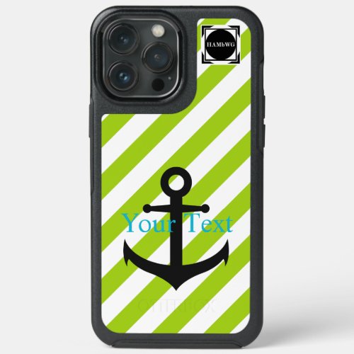 HAMbyWG  _  Lime   White Stripe Anchor Theme iPhone 13 Pro Max Case