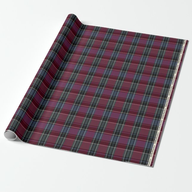 HAMbyWG - Linen Gift Wrap - Maroon/Steel Plaid (Unrolled)